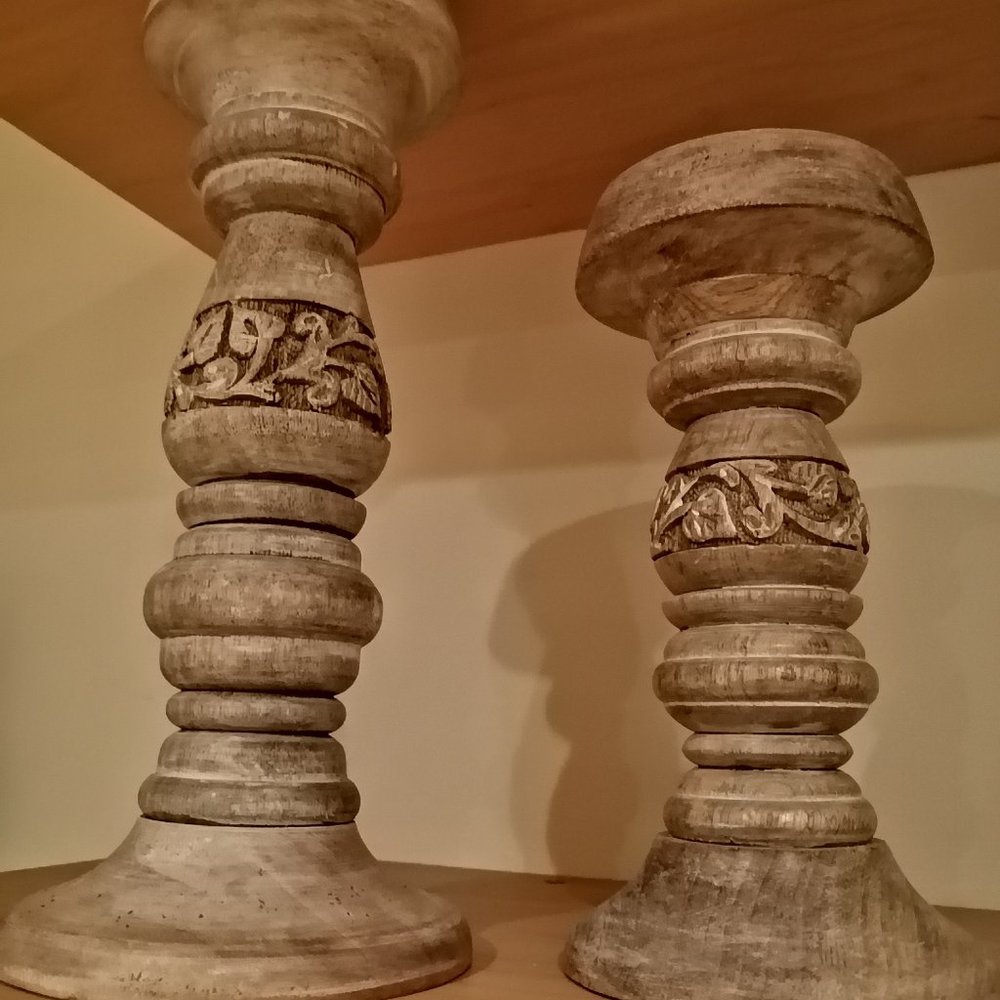 wood candle holders